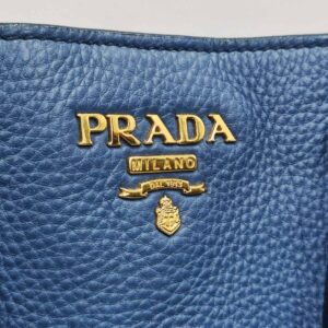 prada vitello diano leather blue tote bag