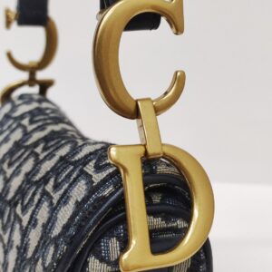 kept unused christian dior mini saddle oblique blue ghw