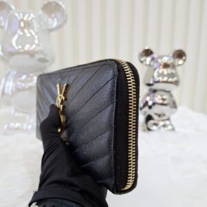 ysl black all zip long wallet ghw