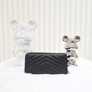 ysl black all zip long wallet ghw