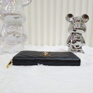 ysl black all zip long wallet ghw
