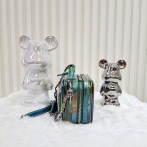 chanel 20c small green pvc vanity case bag rainbow patent