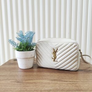 YSL Camera Bag Cream Quilted Soft Leather