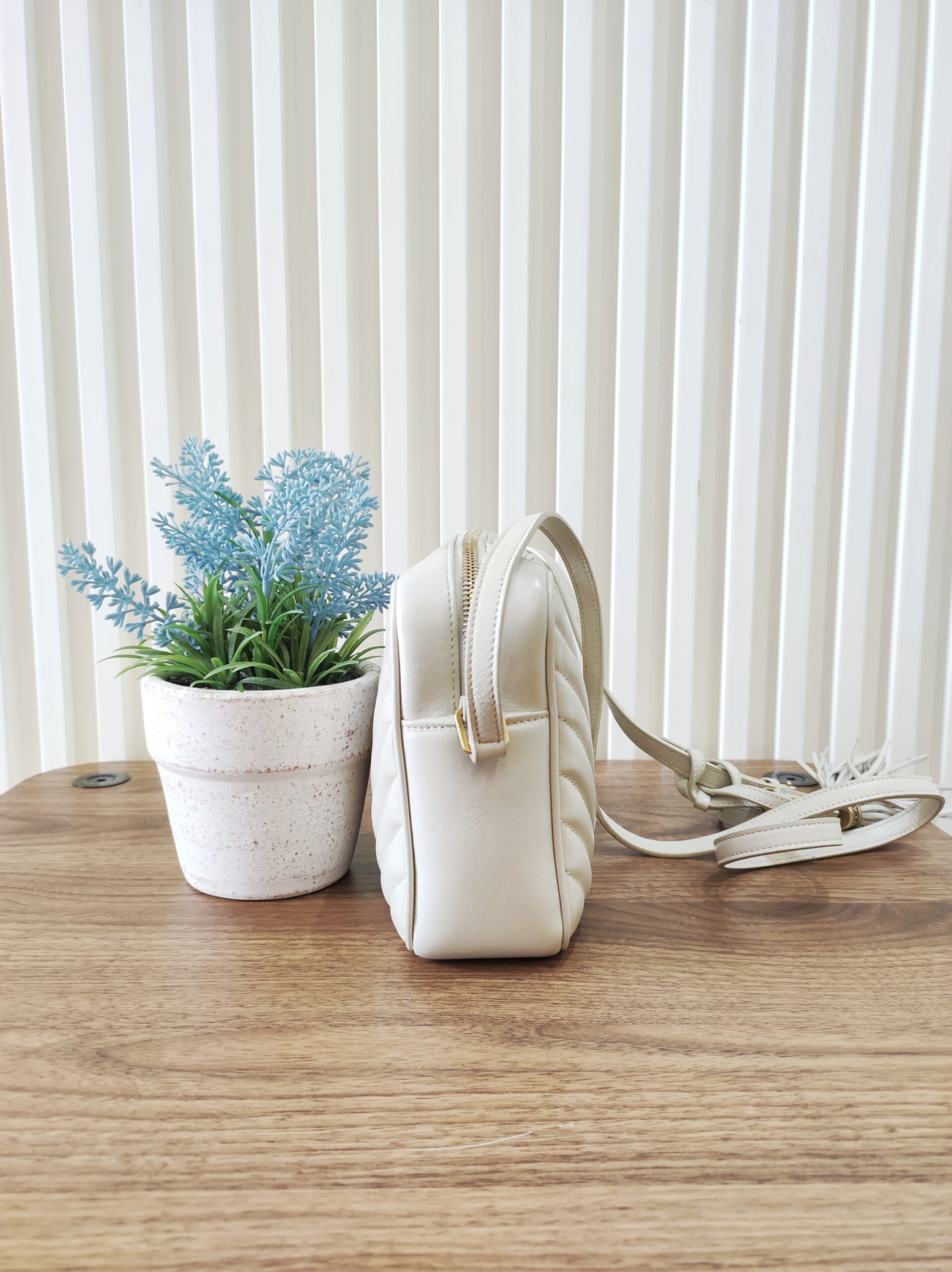 YSL Camera Bag Cream Quilted Soft Leather YSL Camera Bag Cream Quilted Soft Leather