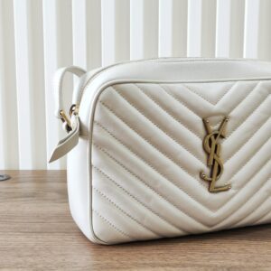 YSL Camera Bag Cream Quilted Soft Leather