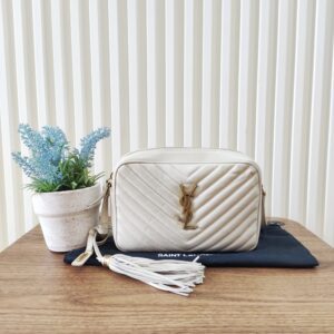 Home YSL Camera Bag Cream Quilted Soft Leather