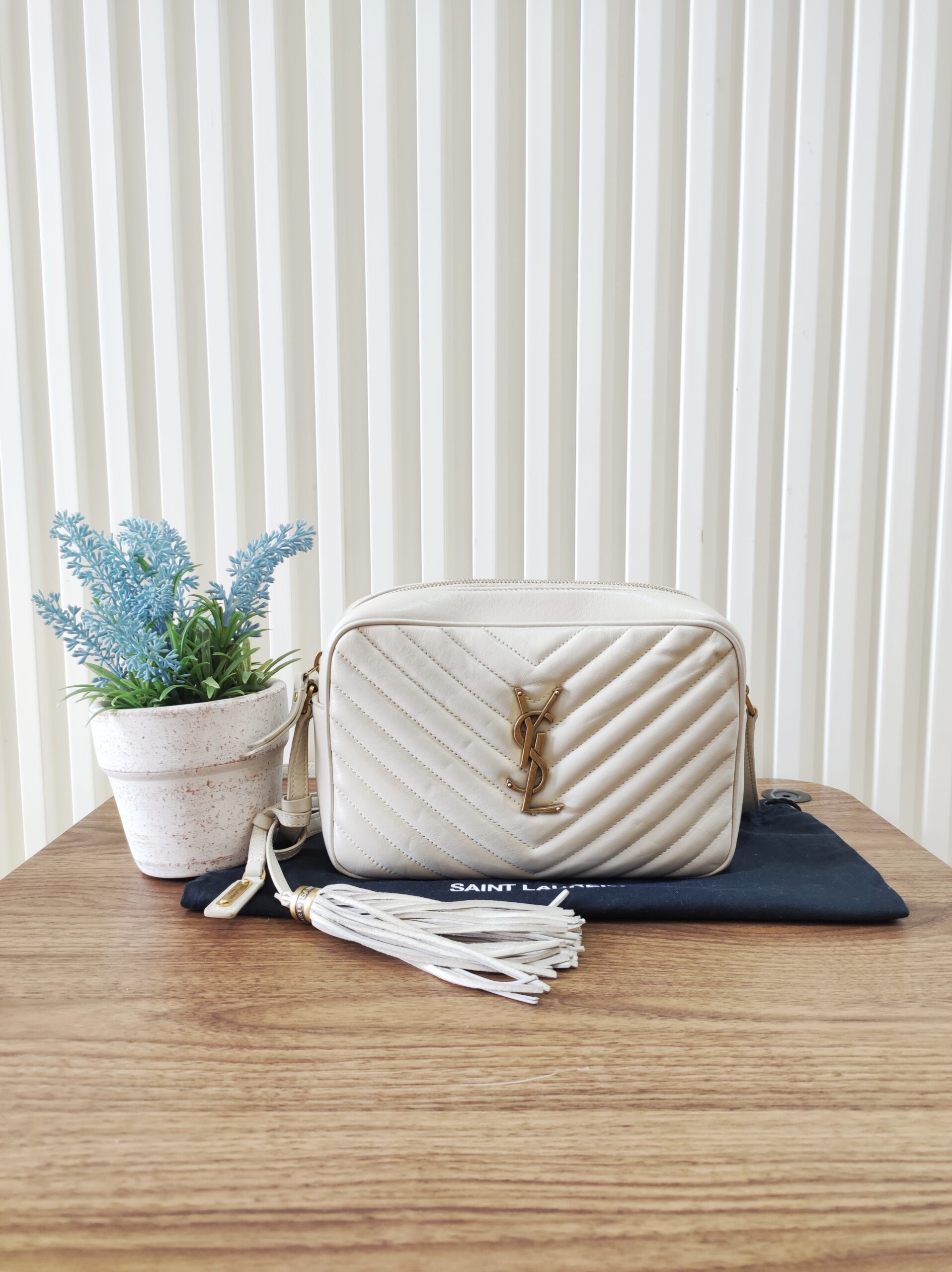 YSL Camera Bag Cream Quilted Soft Leather YSL Camera Bag Cream Quilted Soft Leather