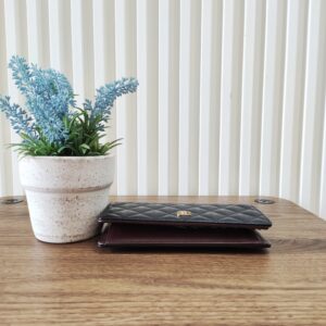 Chanel Bifold Long Wallet Caviar Leather Laying Down