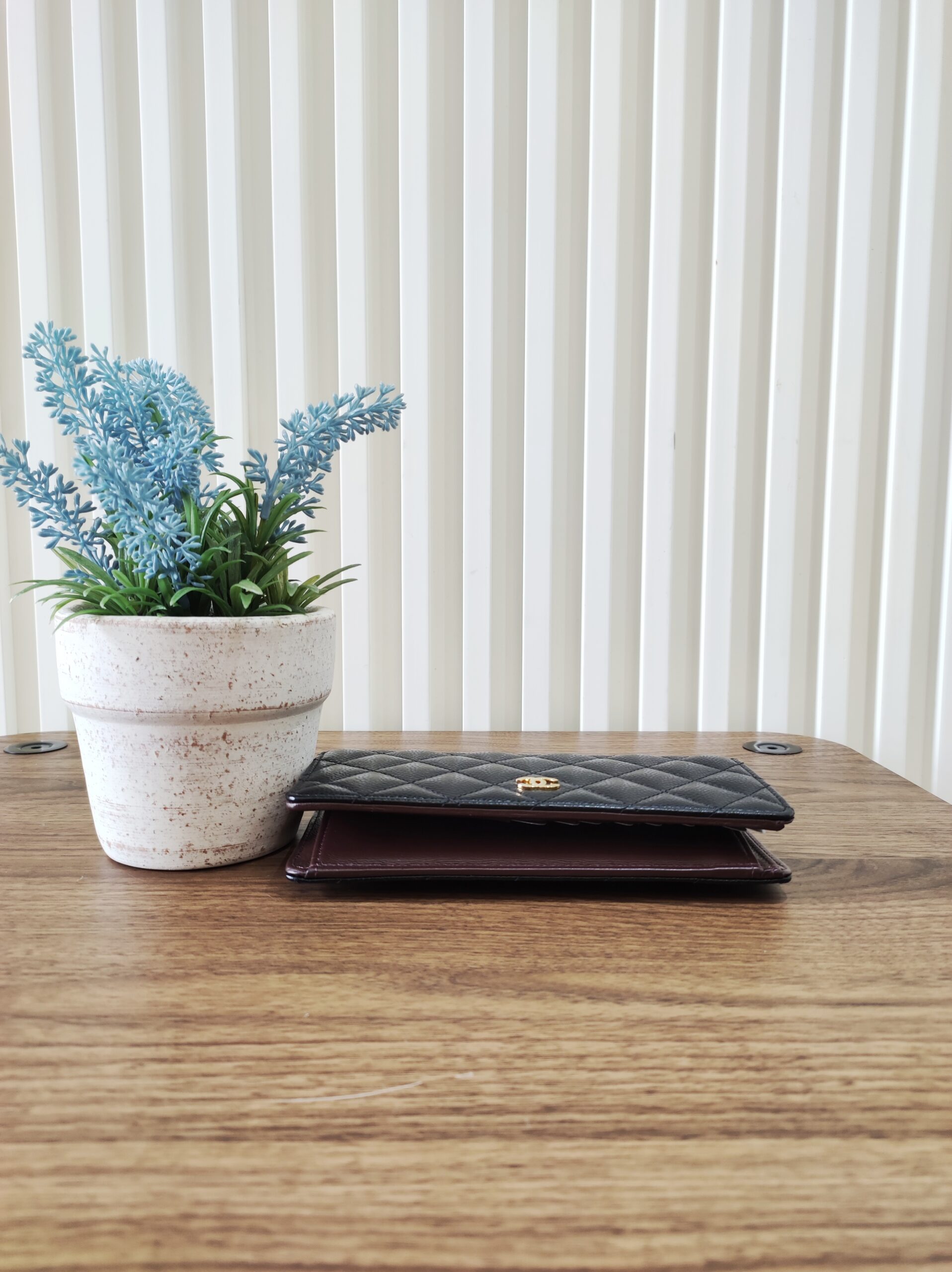 Chanel Bifold Long Wallet Caviar Leather Chanel Bifold Long Wallet Caviar Leather Laying Down