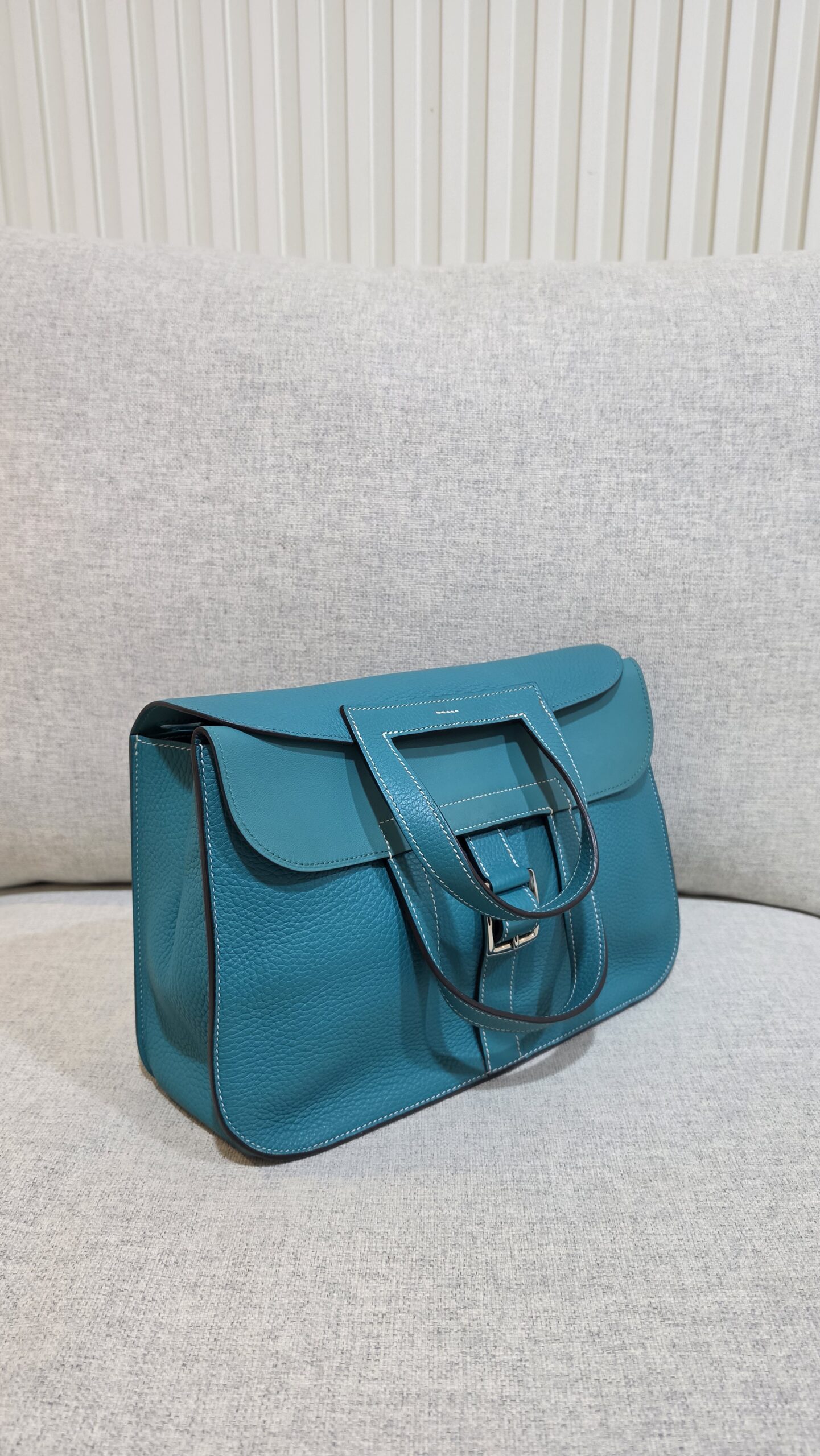 hermes halzan 31 blue lagoon togo leather phw stamp a hermes halzan 31 blue lagoon togo leather phw stamp a