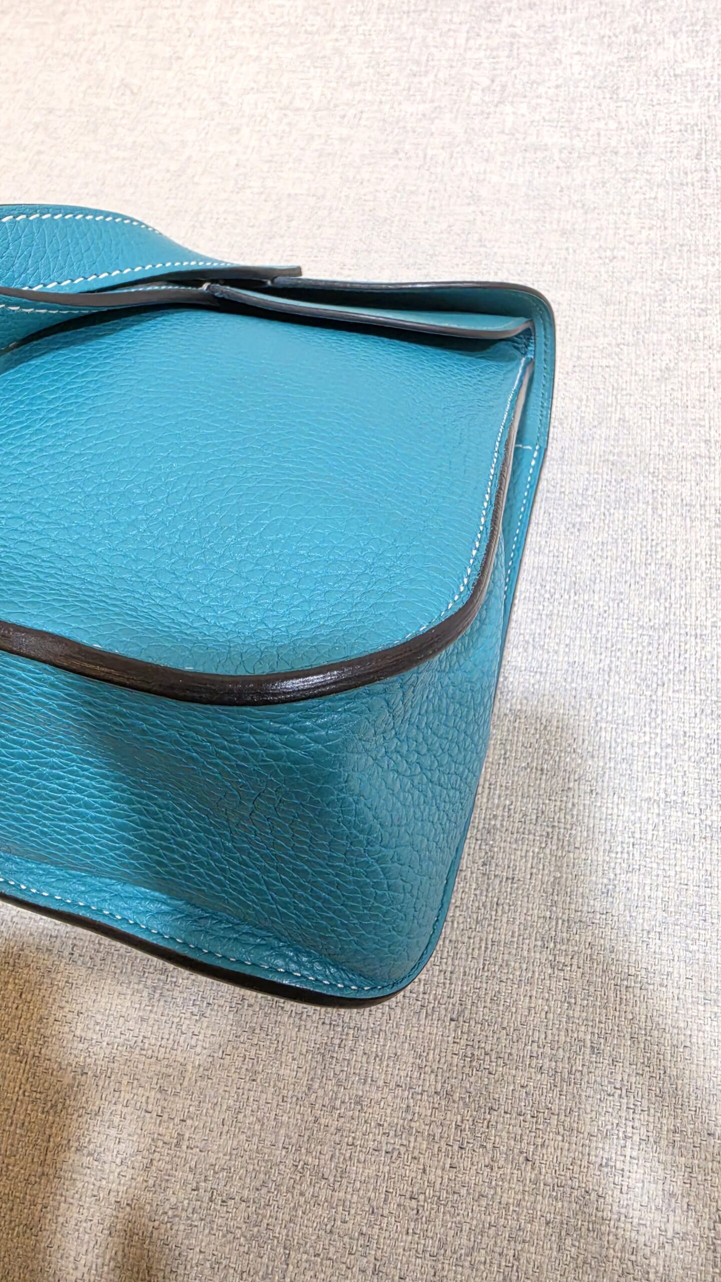 hermes halzan 31 blue lagoon togo leather phw stamp a hermes halzan 31 blue lagoon togo leather phw stamp a