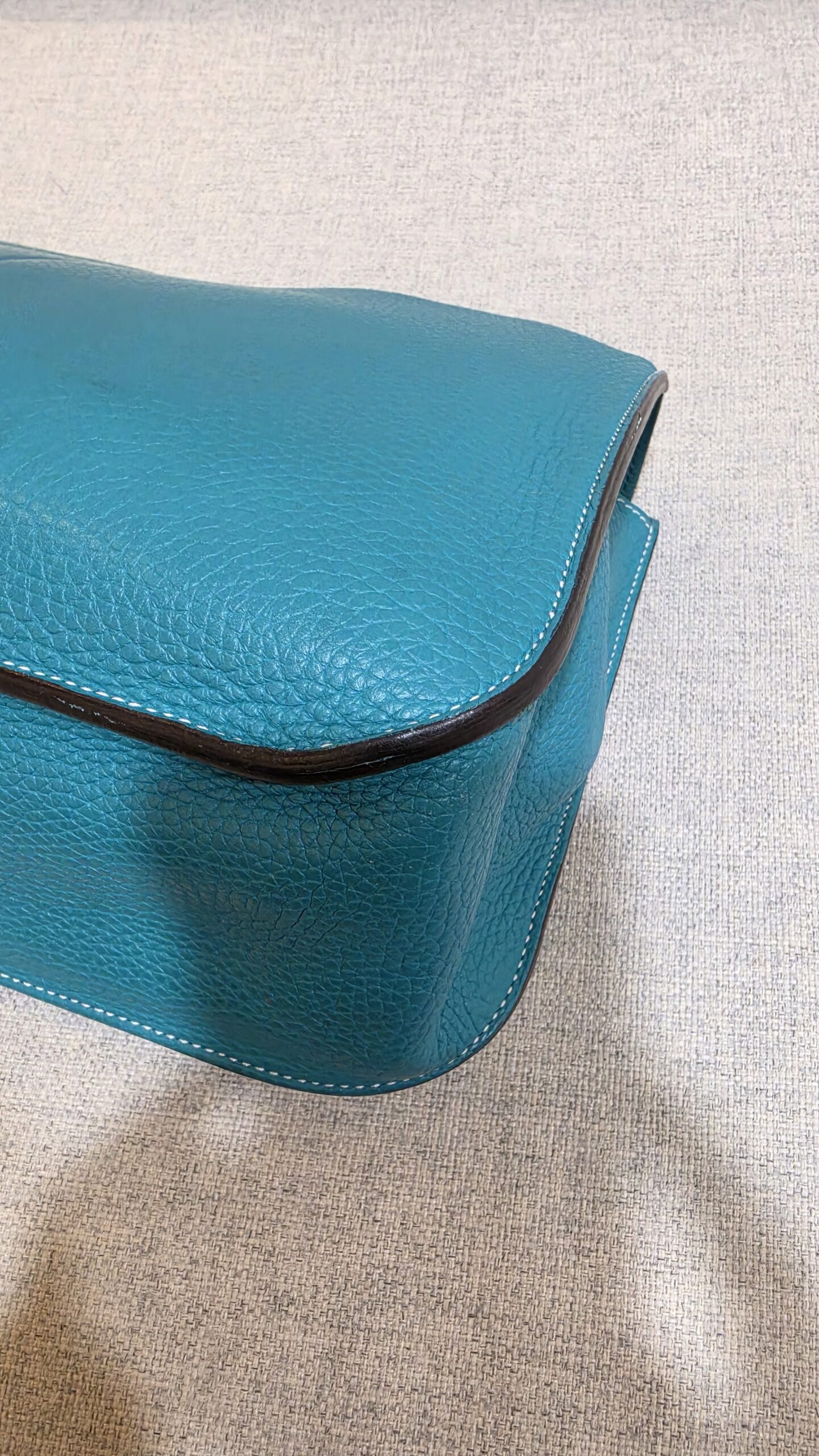 hermes halzan 31 blue lagoon togo leather phw stamp a hermes halzan 31 blue lagoon togo leather phw stamp a
