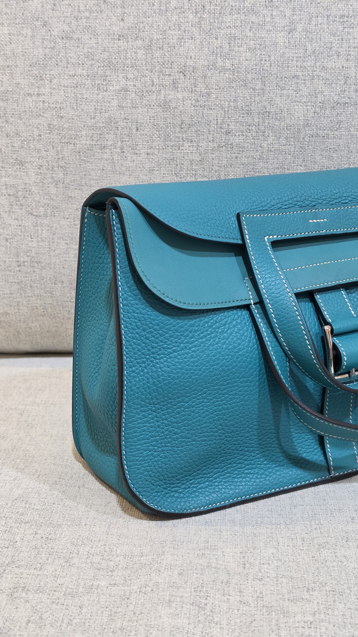 hermes halzan 31 blue lagoon togo leather phw stamp a hermes halzan 31 blue lagoon togo leather phw stamp a