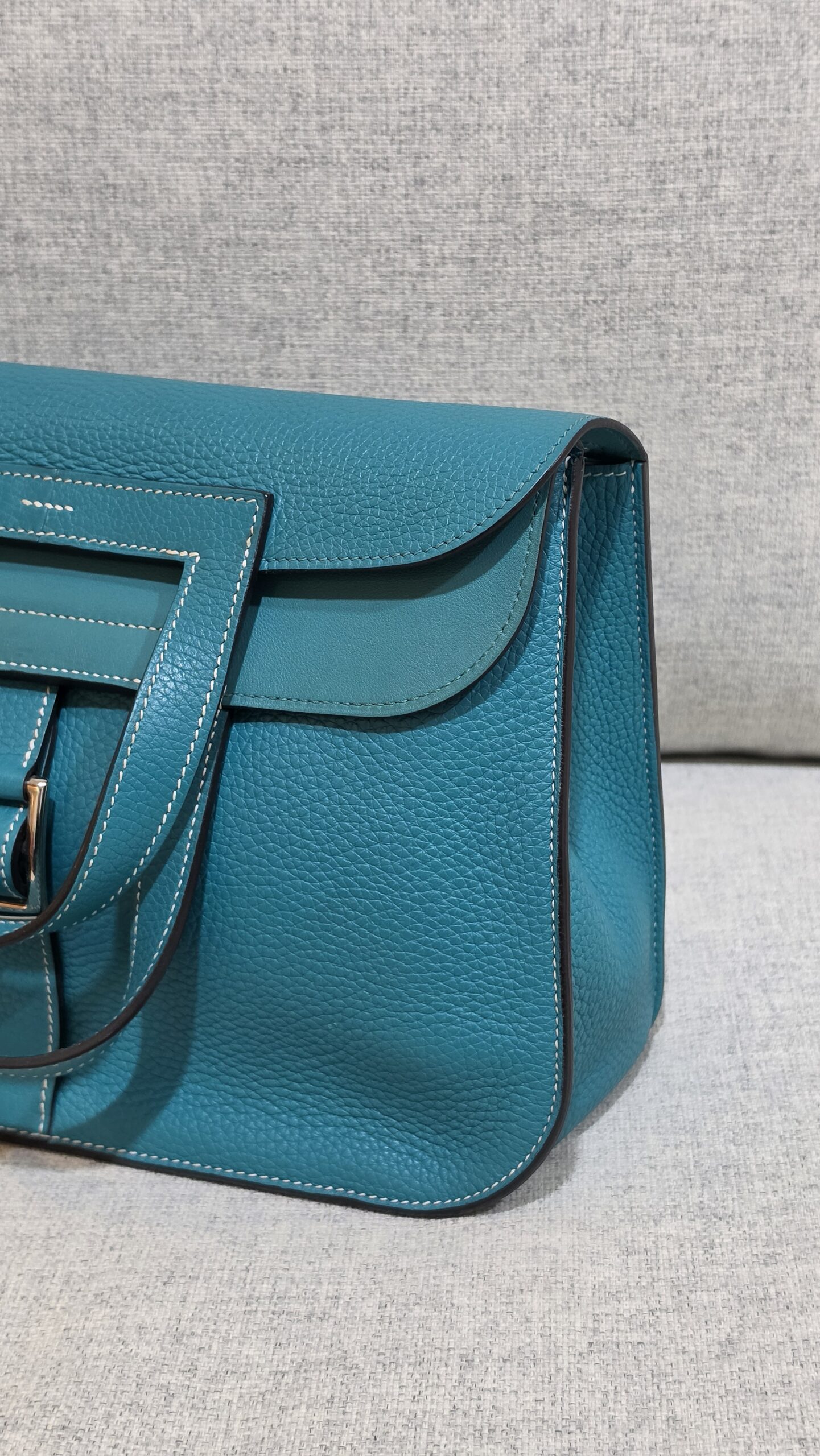 hermes halzan 31 blue lagoon togo leather phw stamp a hermes halzan 31 blue lagoon togo leather phw stamp a