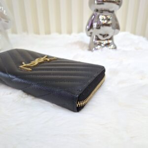 ysl black all zip long wallet ghw