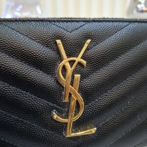 ysl black all zip long wallet ghw