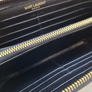ysl black all zip long wallet ghw