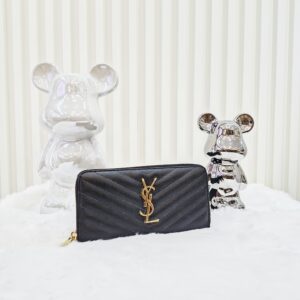 Home ysl black all zip long wallet ghw