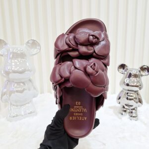 valentino garavani atelier 03 rose flat sandals burgundy size 35.5