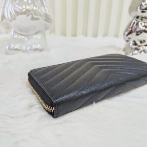 ysl black all zip long wallet ghw