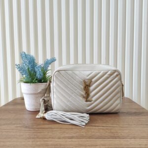 YSL Camera Bag Cream Quilted Soft Leather