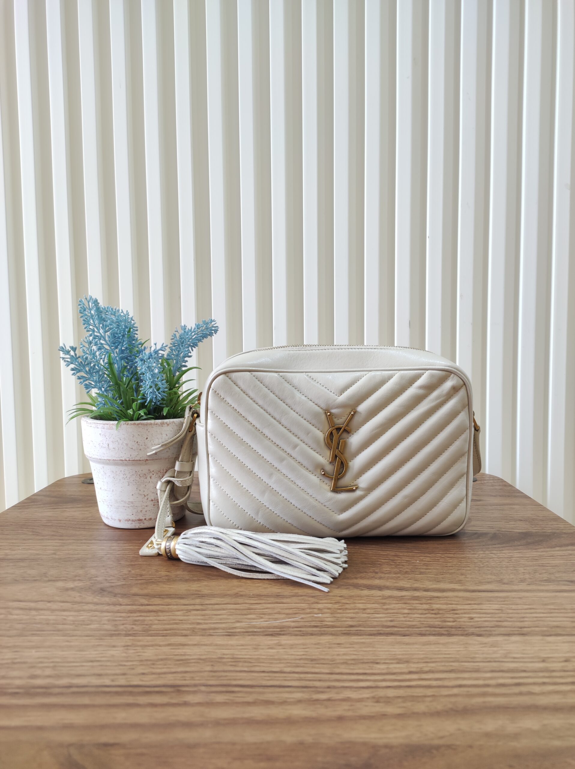 YSL Camera Bag Cream Quilted Soft Leather YSL Camera Bag Cream Quilted Soft Leather