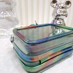 chanel 20c small green pvc vanity case bag rainbow patent