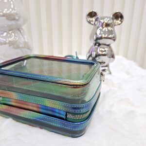 chanel 20c small green pvc vanity case bag rainbow patent