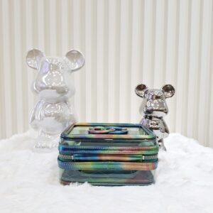 chanel 20c small green pvc vanity case bag rainbow patent