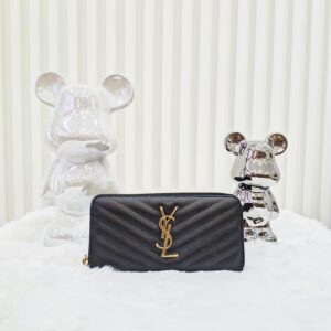 ysl black all zip long wallet ghw