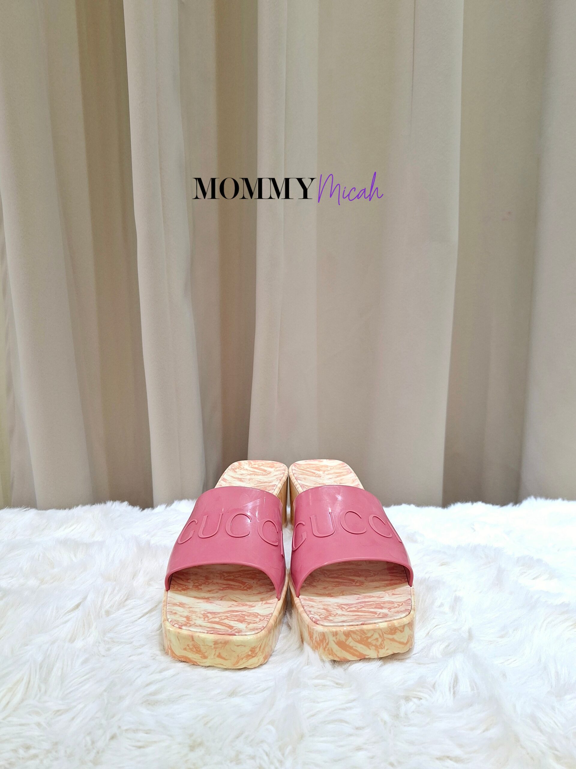 Gucci Pink Rubber Platform Slide Sandals Gucci Pink Rubber Platform Slide Sandals