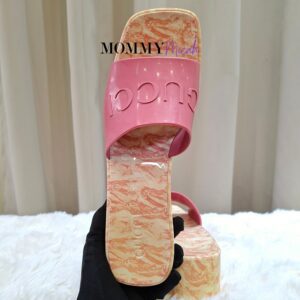 Gucci Pink Rubber Platform Slide Sandals