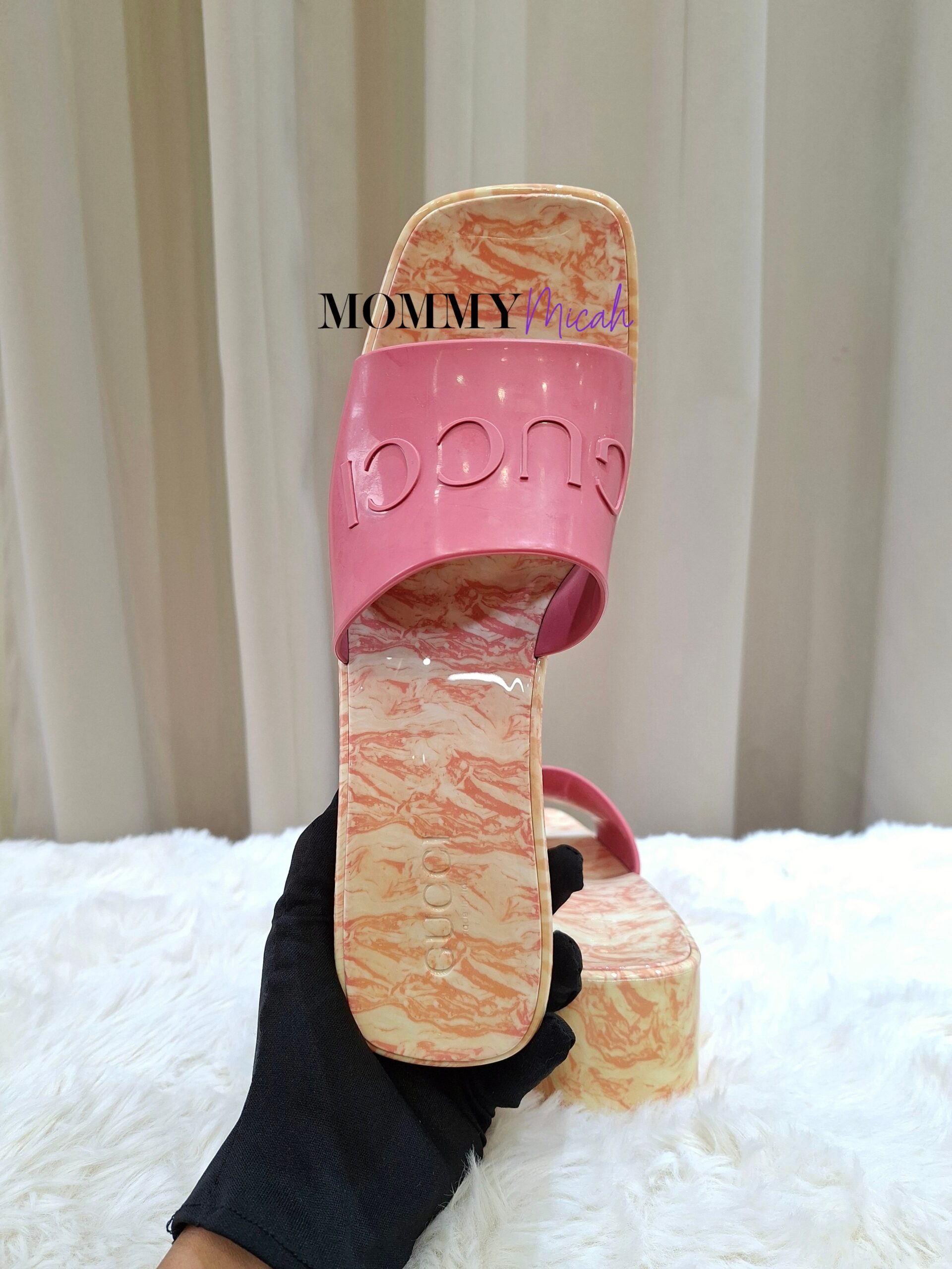 Gucci Pink Rubber Platform Slide Sandals Gucci Pink Rubber Platform Slide Sandals