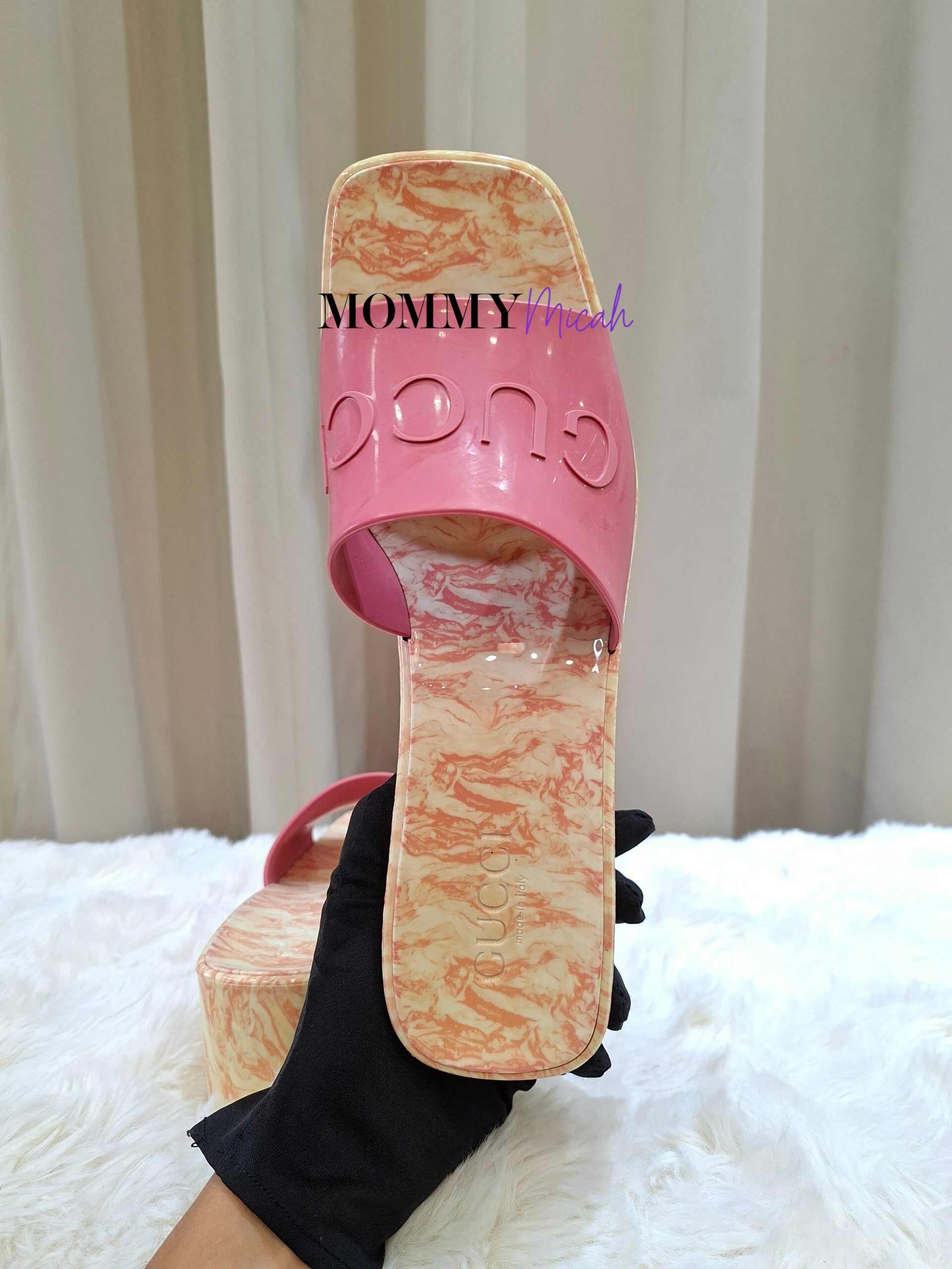 Gucci Pink Rubber Platform Slide Sandals Gucci Pink Rubber Platform Slide Sandals