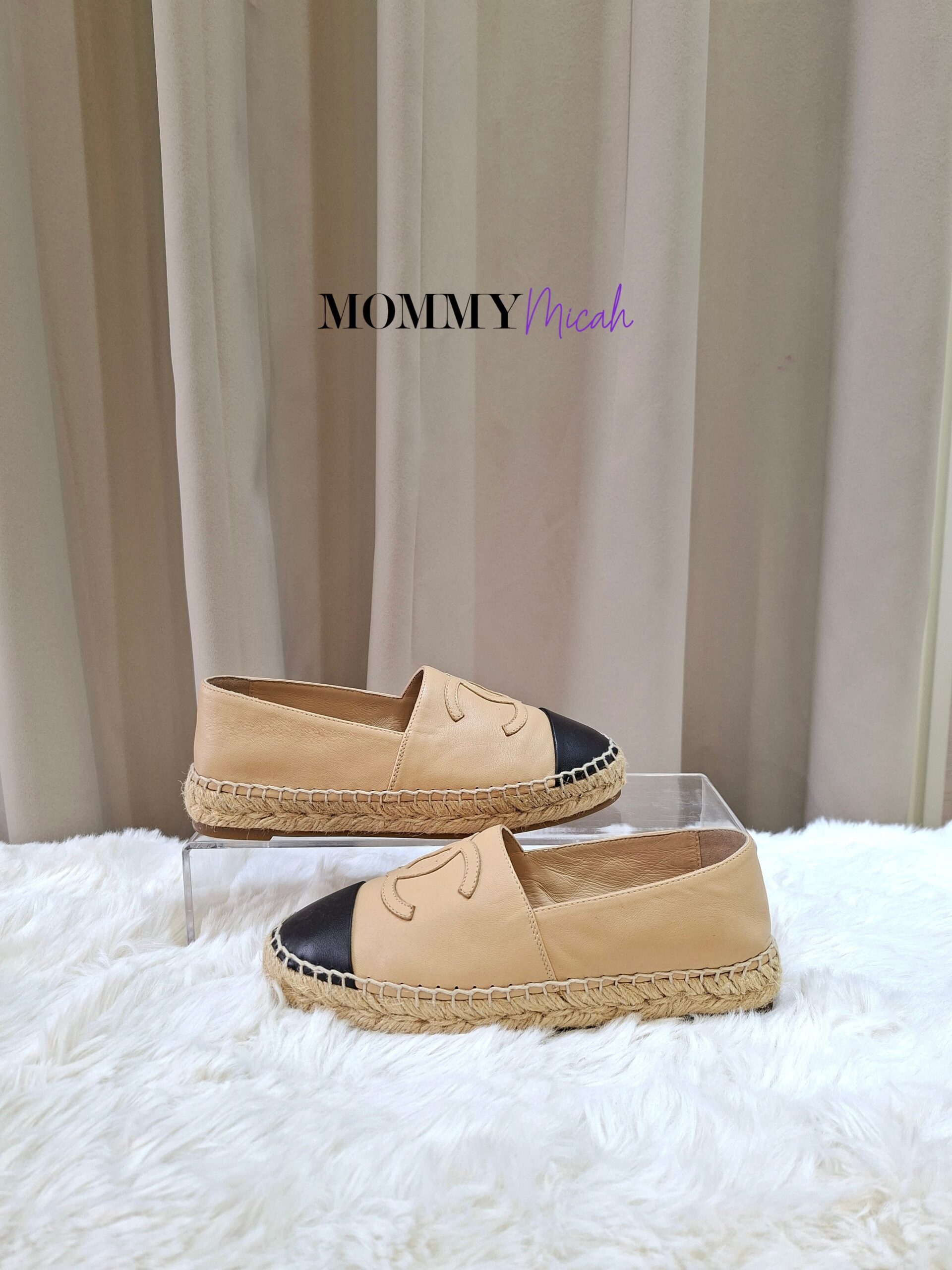 Chanel Espadrille Beige/Black Leather Chanel Espadrille Beige/Black Leather