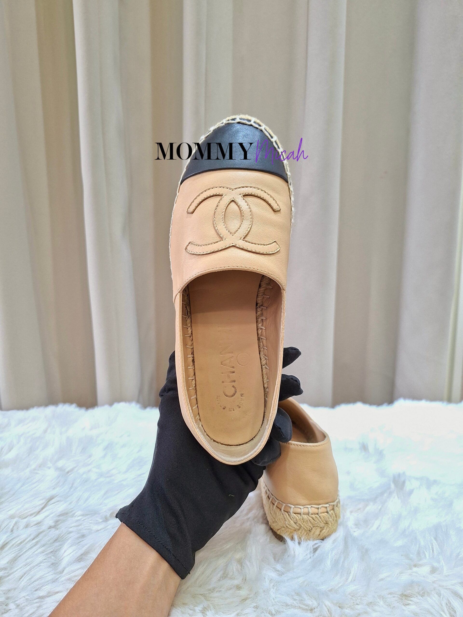 Chanel Espadrille Beige/Black Leather Chanel Espadrille Beige/Black Leather