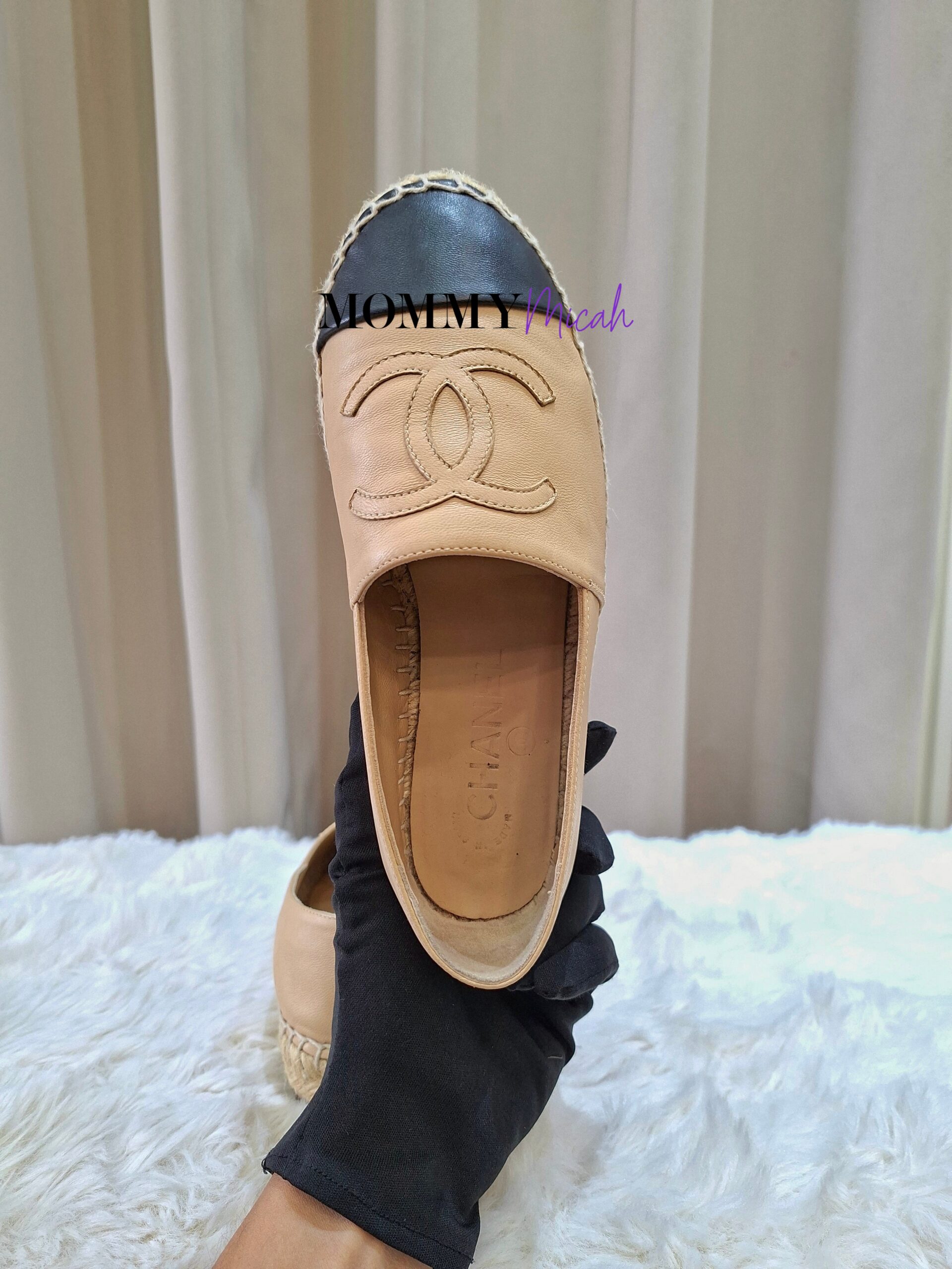 Chanel Espadrille Beige/Black Leather Chanel Espadrille Beige/Black Leather