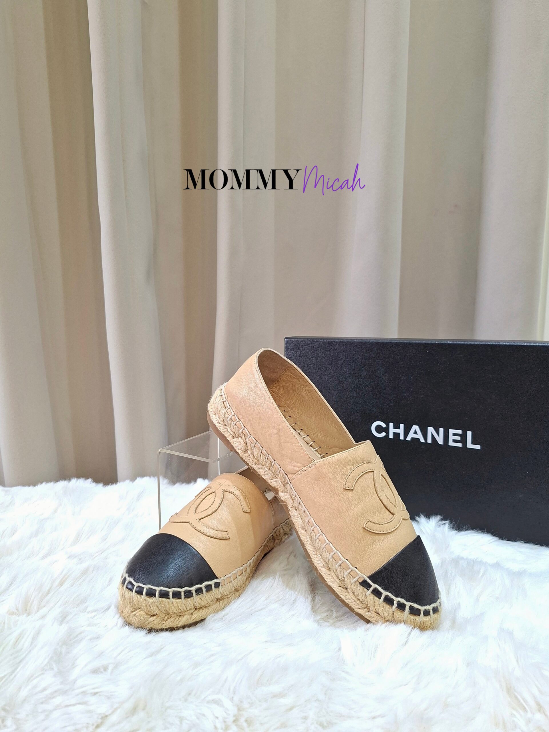Chanel Espadrille Beige/Black Leather Chanel Espadrille Beige/Black Leather