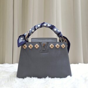 LV Capucines BB Grey Embellished Crown Flowers
