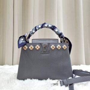 Home LV Capucines BB Grey Embellished Crown Flowers with care card, dustbag, longstrap, twilly, dustbag, box in Excellent Condition 9/10