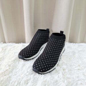 Jimmy Choo Norway Knit Sock Sneakers Black Studded