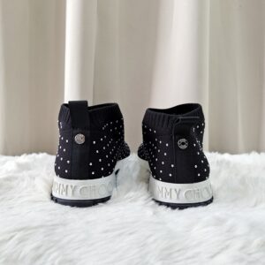 Jimmy Choo Norway Knit Sock Sneakers Black Studded