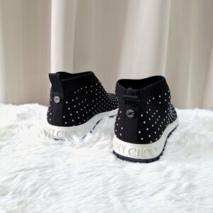 Jimmy Choo Norway Knit Sock Sneakers Black Studded