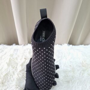 Jimmy Choo Norway Knit Sock Sneakers Black Studded