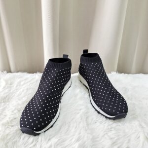 Home Jimmy Choo Norway Knit Sock Sneakers Black Studded