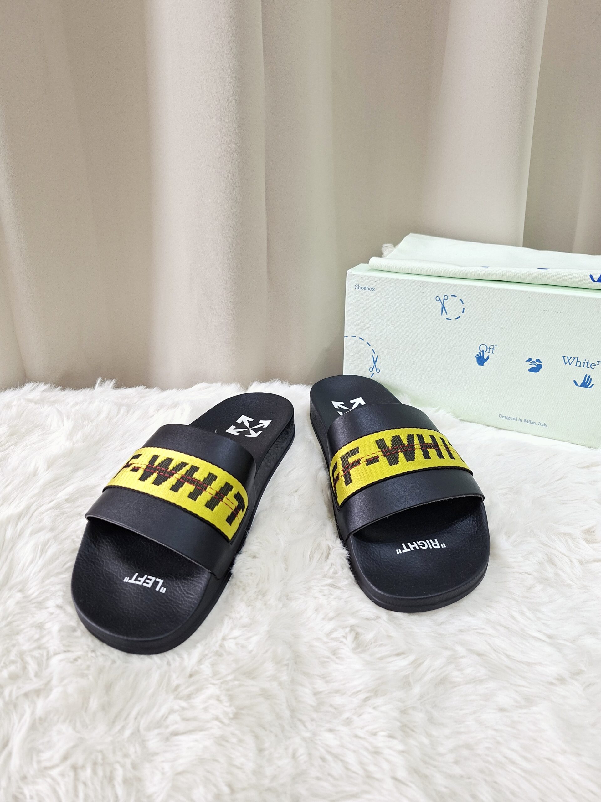 Off White Slides Black/Yellow Off White Slides Black/Yellow