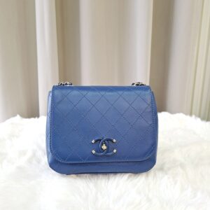 chanel blue flap bag calfskin ghw series 27