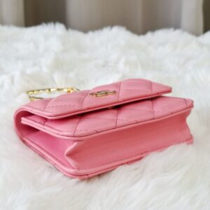 chanel hook clutch pink ghw series 31