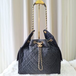 Home chanel c25 medium black wash denim microchipped 2025