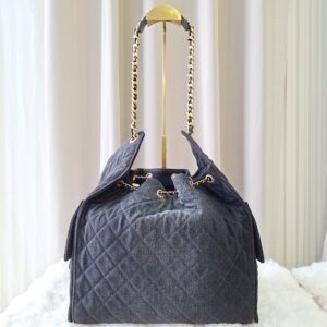 chanel c25 medium black wash denim microchipped 2025
